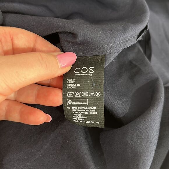 COS Navy Blue Long Sleeve Notch Neck Blouse Top Size 6 - Picture 7 of 10